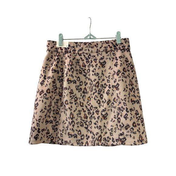 Maurices Button Front A-Line Skirt Size 12 Knee Length Leopard Print New - Picture 2 of 4